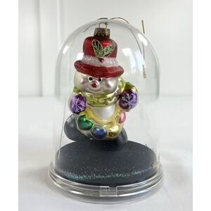 Vintage Hand Blown Glass Snowman Christmas Ornament In‎ Dome Unique Treasures
